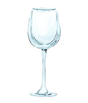 Empty glass hand drawn watercolor clip art
