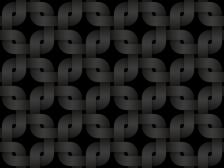 Black seamless pattern of wicker square shaped bands. Vector dark repeating background illustration.