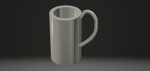 3d illustration of a metal mug