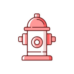 Fire hydrant RGB color icon. Equipment for water supply. Firefighters department. Flame extinguishing. Fire safety regulation, emergency water supply. Accident protection. Isolated vector illustration