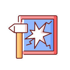 Break glass in case of emergency RGB color icon. Equipment for protection. Flame extinguishing tools. Fire safety regulation. Hazardous accident protection. Isolated vector illustration