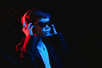 portrait of a man in neon light (soft light)