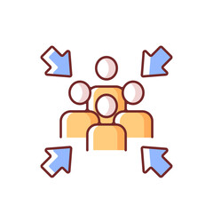 Assembly point RGB color icon. Gathering location, evacuation during dangerous situation. Fire safety regulation, emergency guidance. Hazardous accident protection. Isolated vector illustration