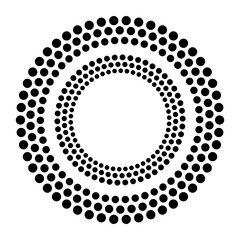 Design elements symbol Editable icon Halftone hexsagon dot pattern on white background. Vector illustration eps 10 frame with black random dots. Round border Icon using halftone circle dots texture