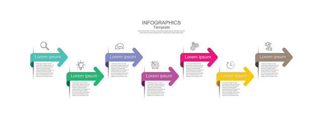 Presentation business infographic template colorful with 7 step