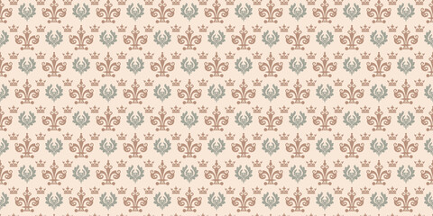 Vintage background pattern with decorative elements on beige background. Seamless pattern, texture for your design. Vector image