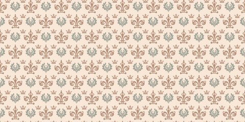 Vintage background pattern with decorative elements on beige background. Seamless pattern, texture for your design. Vector image