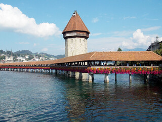 Chapel bridge in Lucerne beautiful view in summer