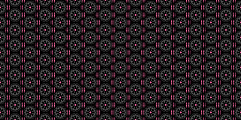 Dark background pattern with decorative ornaments on a black background, wallpaper. Seamless pattern, texture for your design. Vector graphics 
