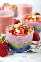 Dessert with chia pudding and strawberries