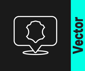 White line Leather icon isolated on black background. Vector