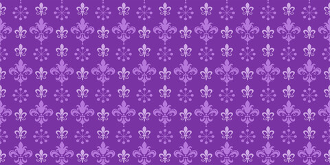 Colorful background pattern with floral ornaments on a purple background, wallpaper. Seamless pattern, texture for your design. Vector graphics