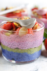 Dessert with chia pudding and strawberries