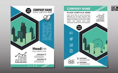 Business brochure flyer design layout template in A4 size, with blur background, vector eps10, CMYK color.