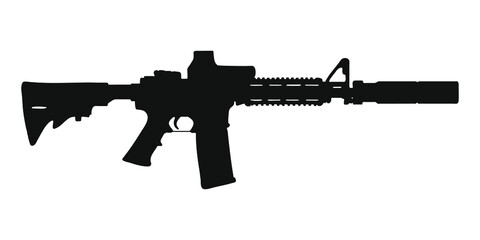M4 assault rifle with silencer. silhouette 