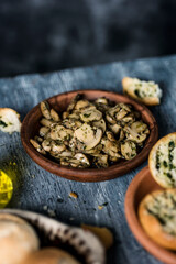 sliced mushrooms fried with garlic and parsley