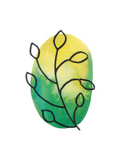 Abstract branch in lineart style on a colored background.