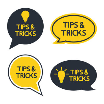 Tips And Tricks, Helpful Tips, Tooltip, Hint For Website. Set Of Tricks Solution, Helpful Advice Text Shapes. Vector Icon Of Solution, Advice. Helpful Idea Icons. Vector