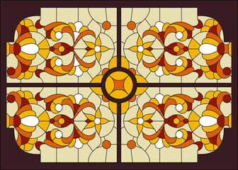 Stained glass window, classic pattern, light in the window