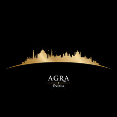 Fototapeta premium Agra India city silhouette black background