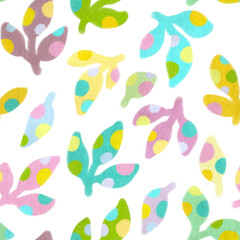 Abstract plant crayons hand draw illustrations. Seamless pattern. Neon rainbow colors. Crayons pastel. Children, kids sketch drawing. Fashion modern style. Endless fabric print.