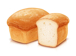 Traditional classic bread. White wheat flour baking.
