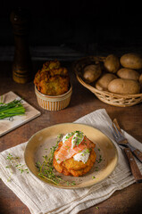 Delicious latkes with salmon