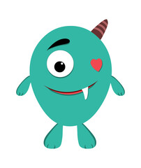 Cute monster with hearts vector illustration