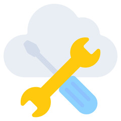 A flat design, icon of cloud repair