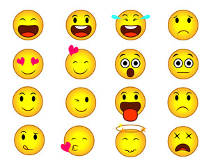 Set of emoji stickers yellow buttons
