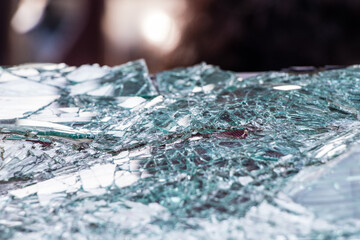 Naklejka premium Broken glass pattern at an abandoned factory