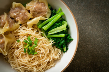 dried egg noodles with pork wonton or pork dumplings without soup