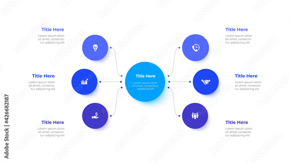 Fototapete Vector Infographic label design template with icons and 6 options or steps. Can be used for process diagram, presentations, workflow layout, banner, flow chart, info graph