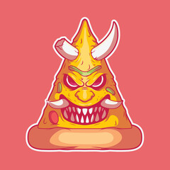 Samurai Pizza Slice vector illustration. Fast Food, brand, warrior design concept.