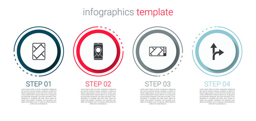 Set Gps device with map, City navigation, and Road traffic sign. Business infographic template. Vector