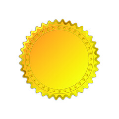 Golden award medal blank seal isolated on a white background