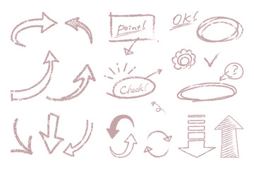 A set of handwritten arrow illustrations that look like they were drawn with crayons