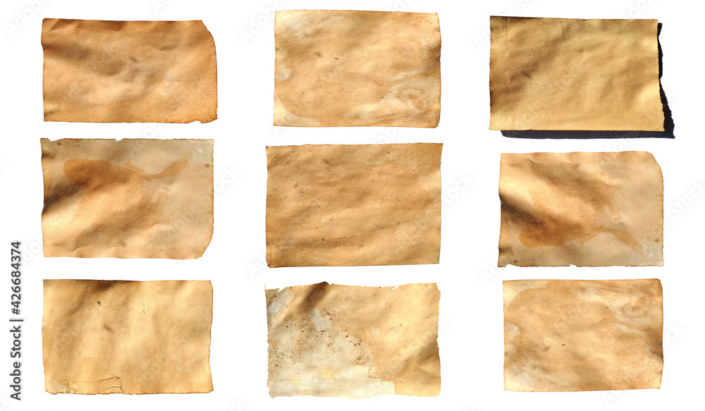 Poster old sheets of paper isolated on a white background. vintage spotted sheets