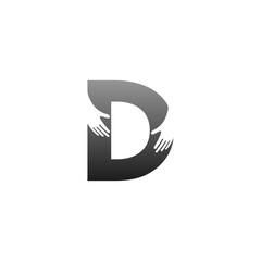 Letter D logo icon with hand design symbol template