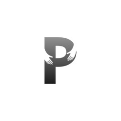 Letter P logo icon with hand design symbol template