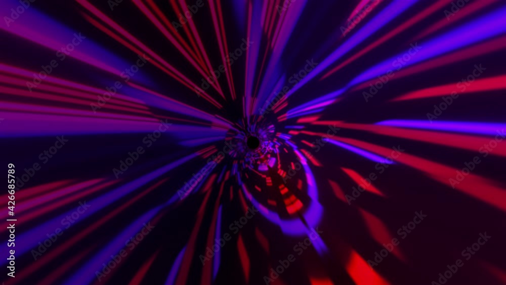 Poster optical 3d render tunnel with dynamic spatial lines and futuristic distortion. jump into hyperspace 