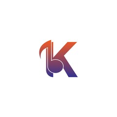 Letter K logo icon with musical note design symbol template