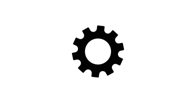 Gear set. Black gear wheel icons on white background. Alpha Luma Matte included. 4k video