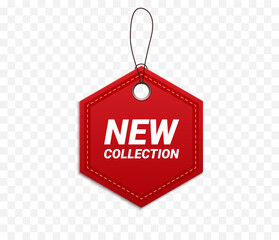 Red tag isolated. new collection label. Vector illustration