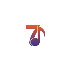 Number 7 logo icon with musical note design symbol template