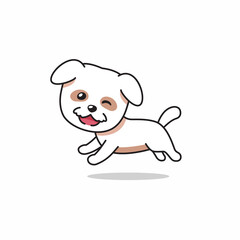 Vector cartoon character happy white dog running for design.