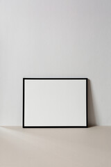 Art Mockup Black Frame Landscape White Wall