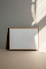 Mockup Art Wooden Frame Landscape Sun