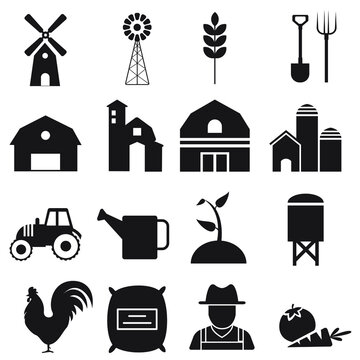 Farm vector icon set. ranch illustration sign collection. garden symbol or logo.