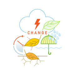 Climate change line icons. Environmental problem. Vector illustration outline flat design style.